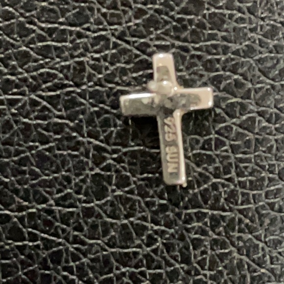 DIAMOND Sterling Cross Earrings Crucifix .925 Silver Fine Jewelry REAL/TESTED! - Picture 3 of 5